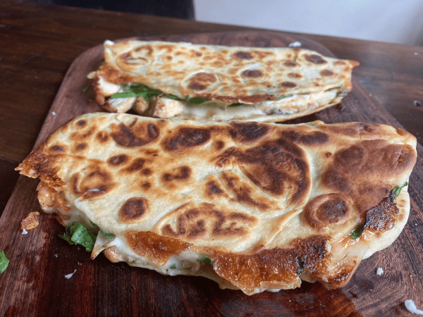 Grilled Pesto Chicken & Baby Spinach Quesadillas